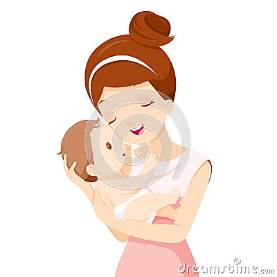 Baby In A Tender Embrace Of Mother Vector Illustration